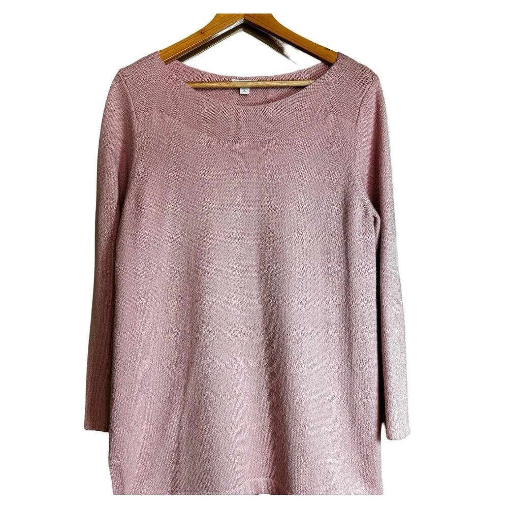 J. Jill Boat Neck Sweater Womens Size: Large Pink Long Sleeve split Hem Pullover
